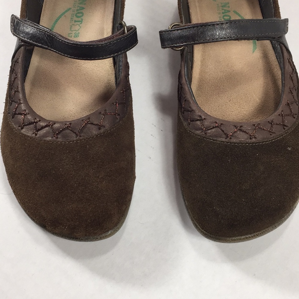NAOT brown leather and suede Mary Janes